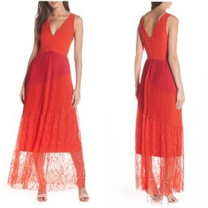 Harlyn Pleated Mix Media Colorblock Gown Dress L